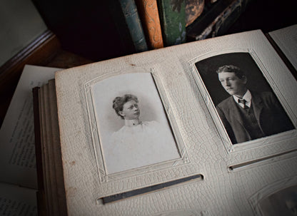 Leather bound antique photo album