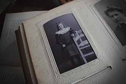 Leather bound antique photo album