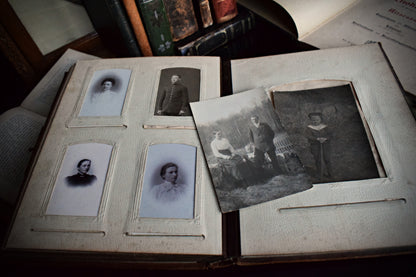 Leather bound antique photo album