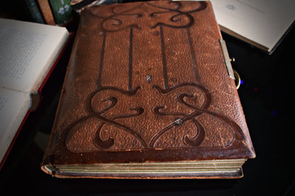 Leather bound antique photo album