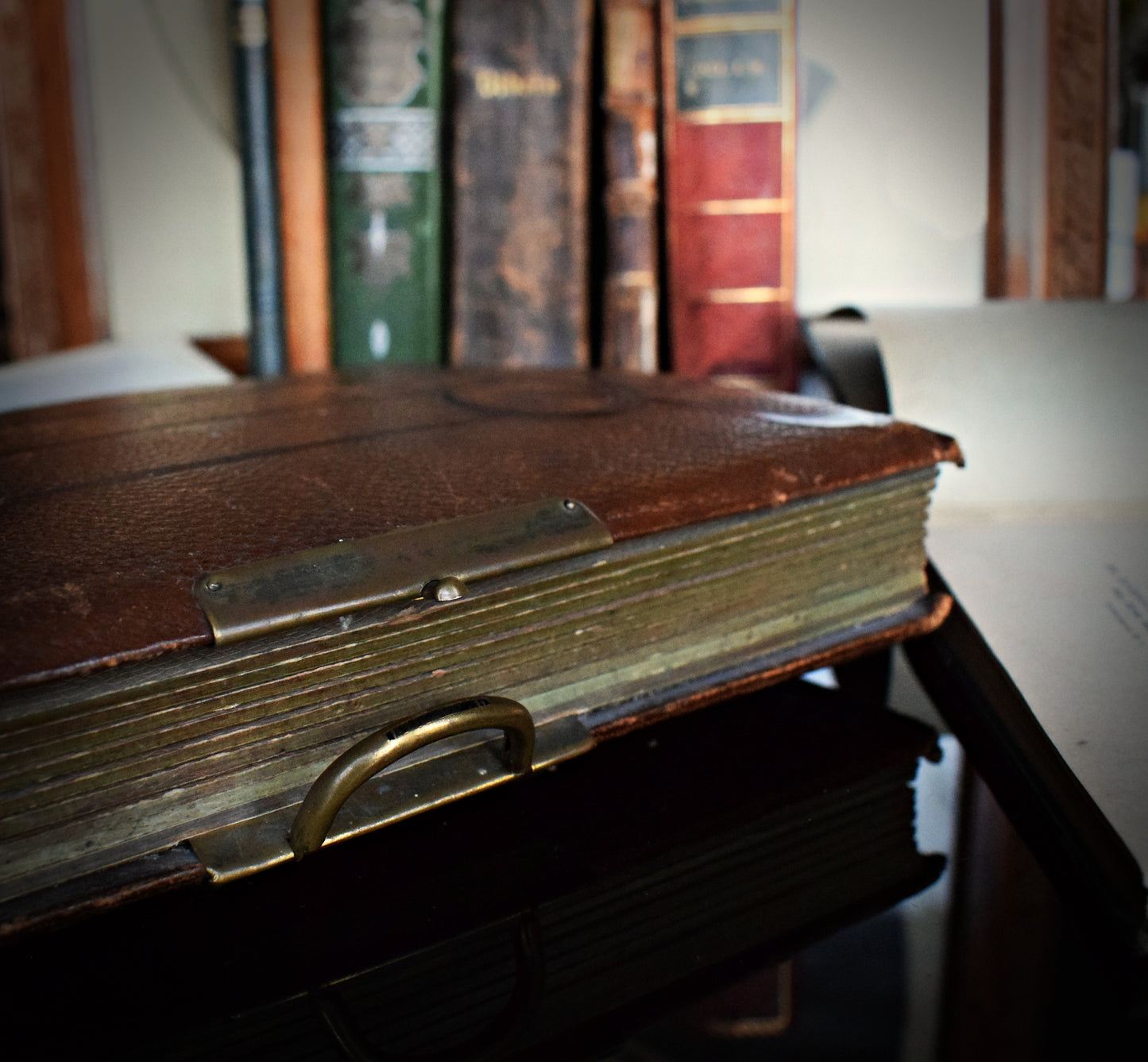 Leather bound antique photo album