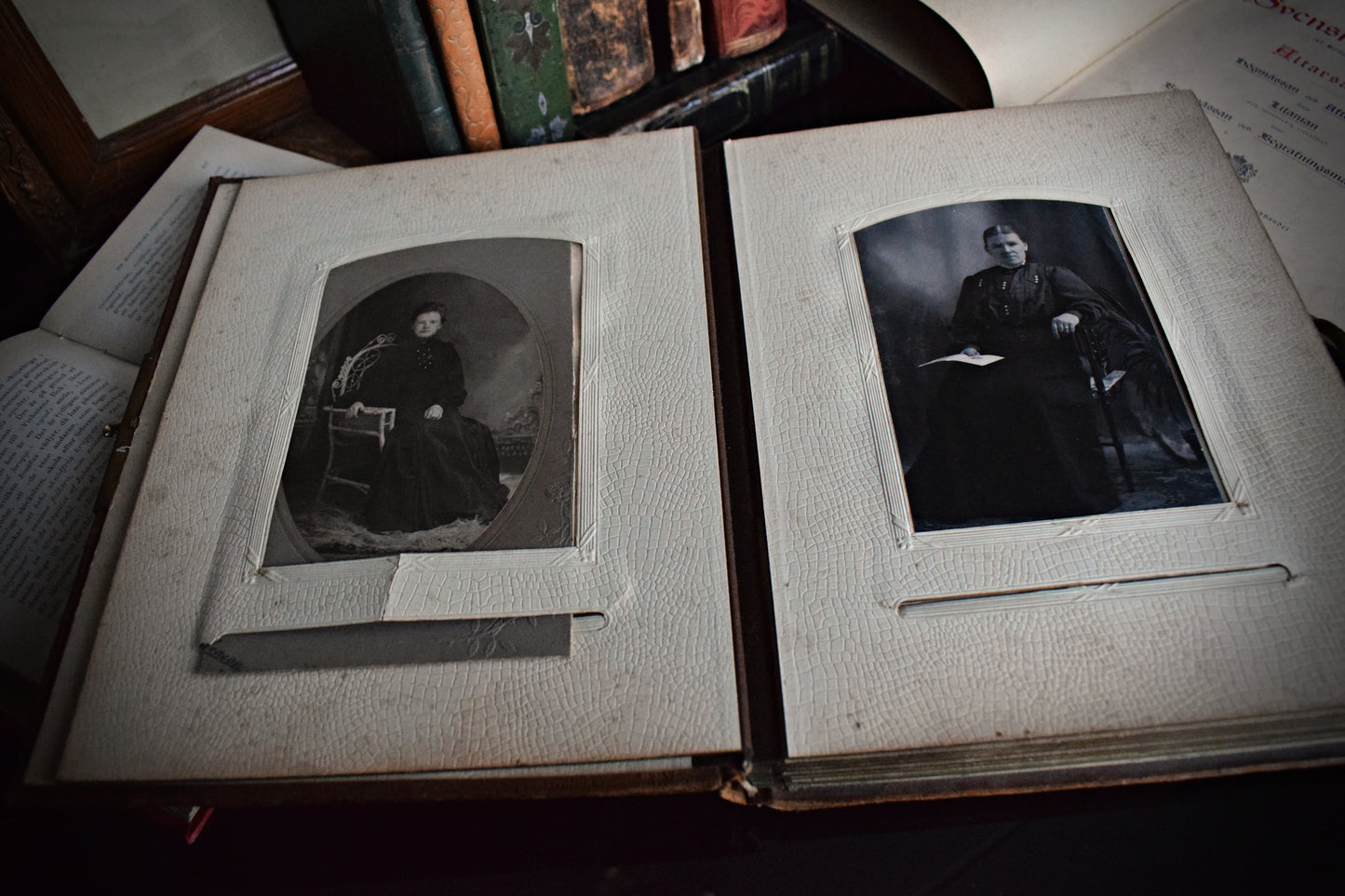 Leather bound antique photo album