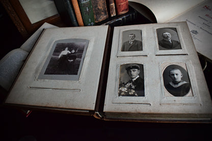 Leather bound antique photo album