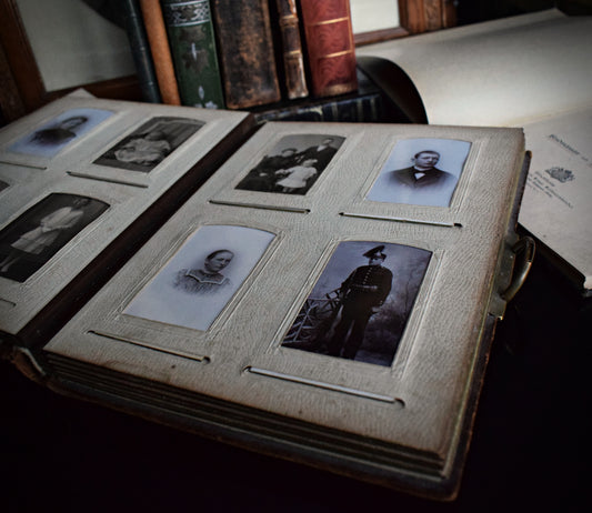 Leather bound antique photo album