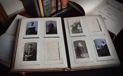 Leather bound antique photo album