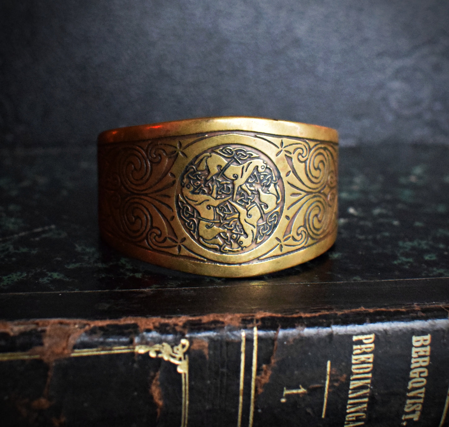 Medieval inspired brass cuff