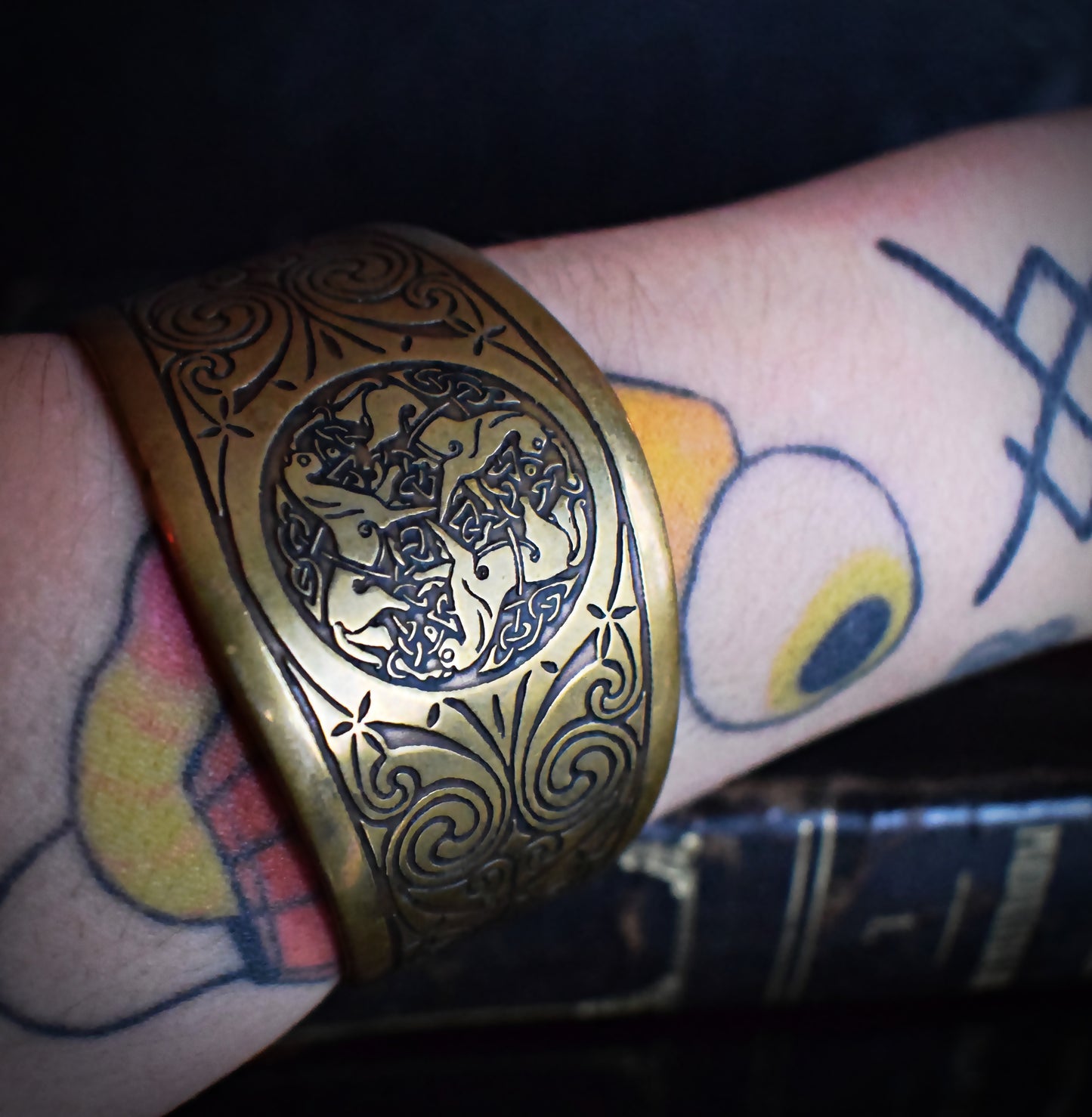 Medieval inspired brass cuff