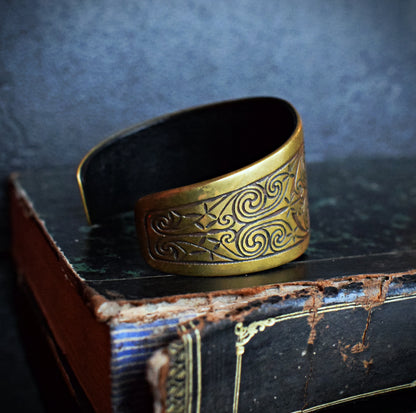 Medieval inspired brass cuff