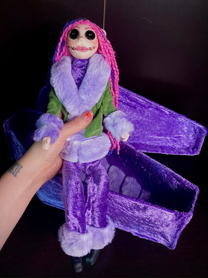 Psychedelic inspired Coraline doll