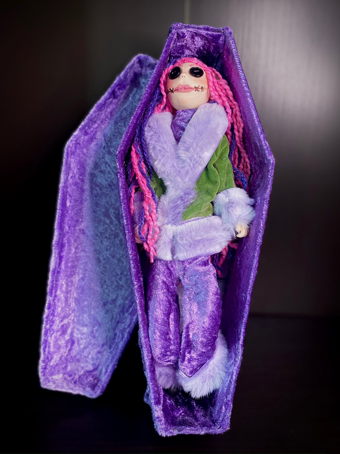 Psychedelic inspired Coraline doll