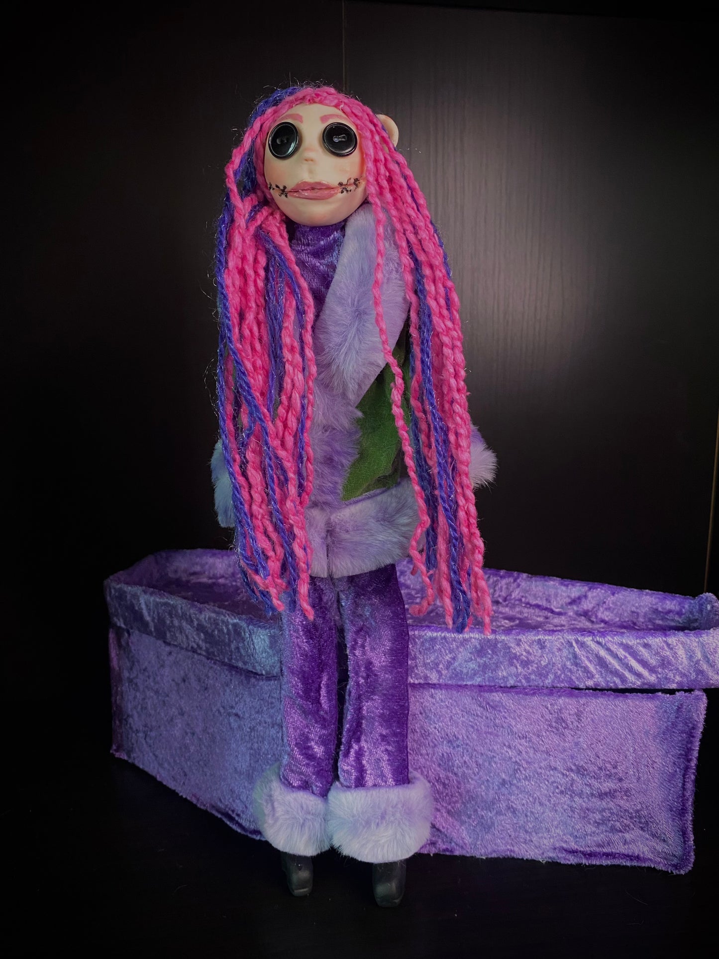 Psychedelic inspired Coraline doll